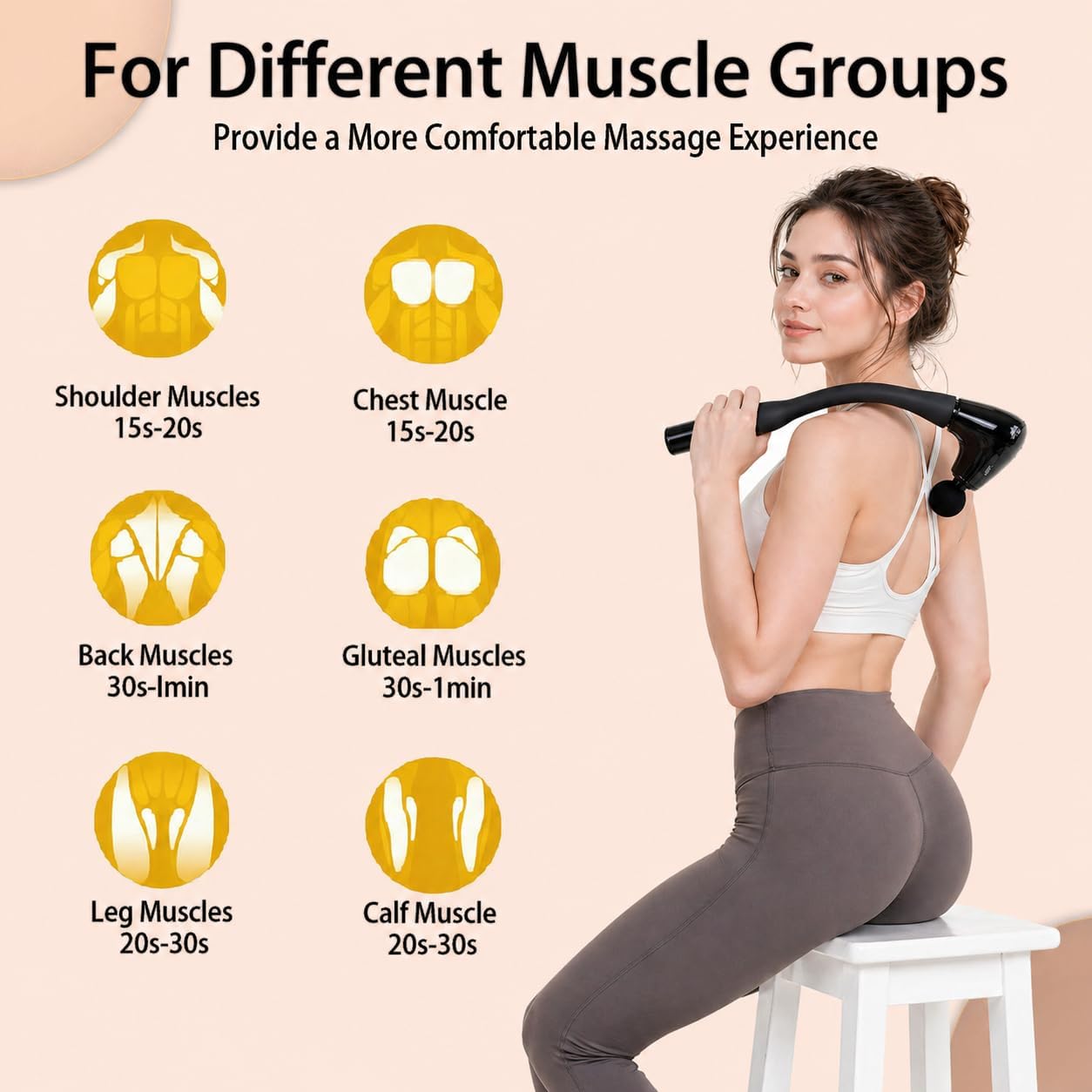 2-in-1 Detachable Massage Gun – Deep Tissue Percussion Massager with Extension Handle for Back, Neck, Shoulder & Full Body Pain Relief - Image 5