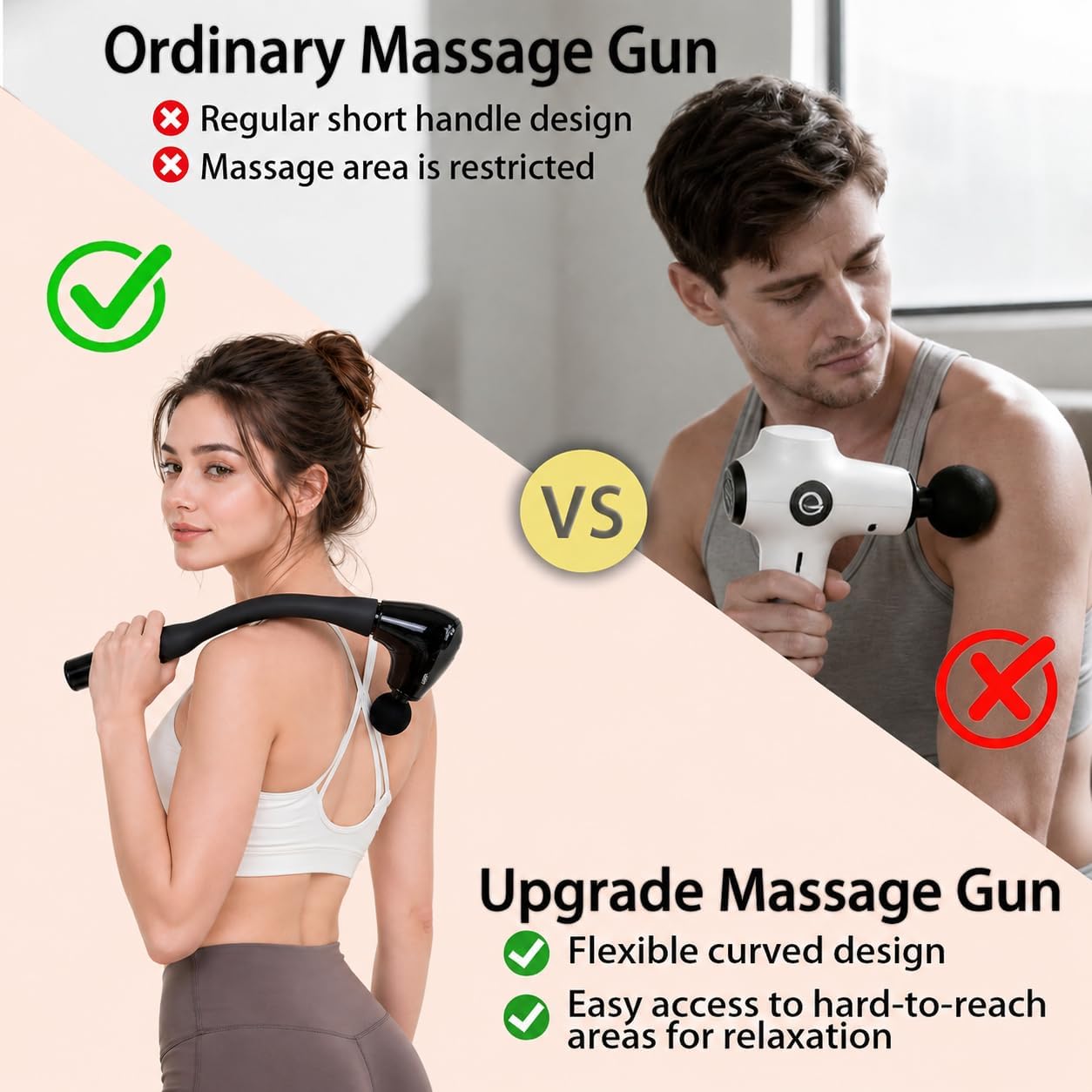2-in-1 Detachable Massage Gun – Deep Tissue Percussion Massager with Extension Handle for Back, Neck, Shoulder & Full Body Pain Relief - Image 4