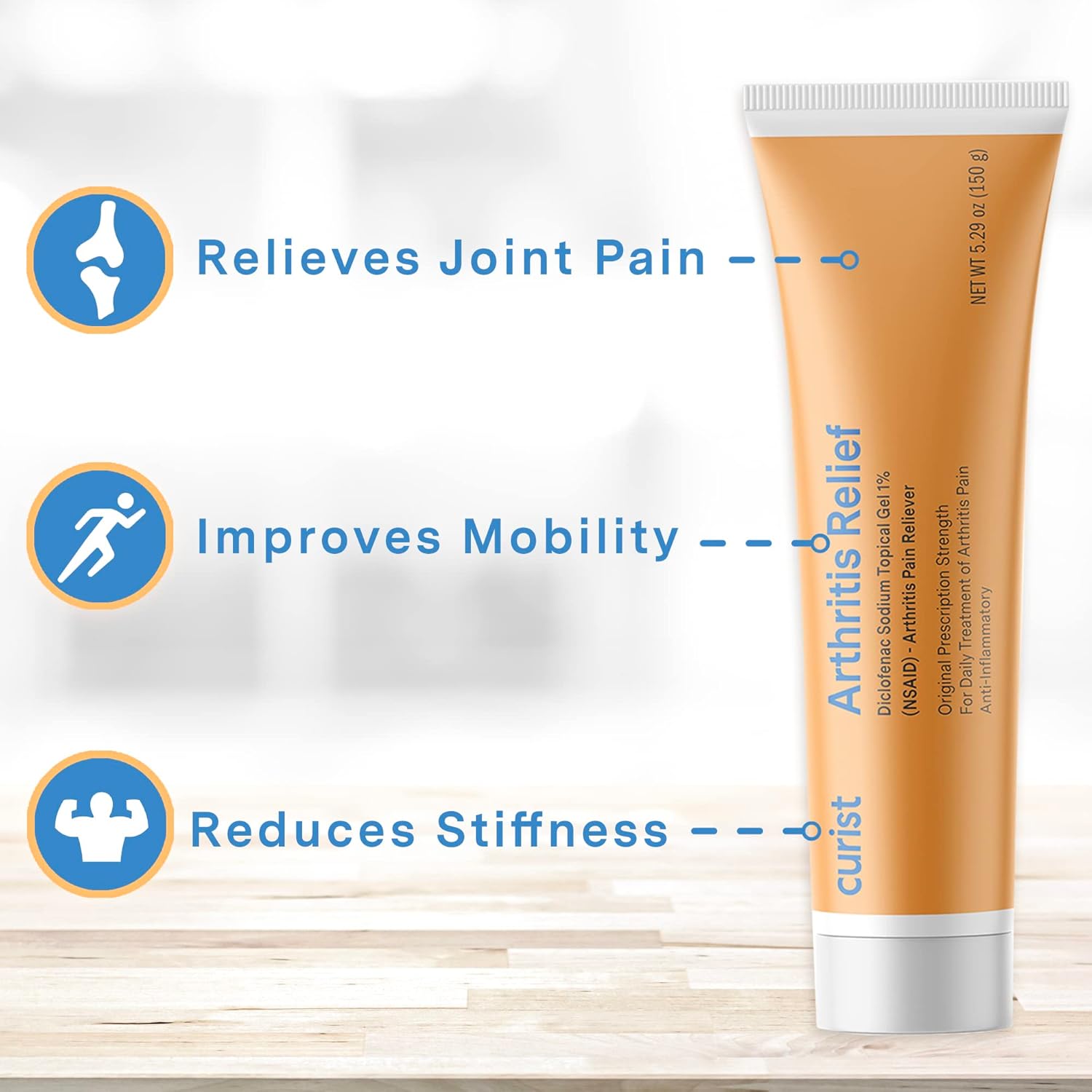 Curist Diclofenac Arthritis Pain Relief Gel 1% – Fast Joint, Knee & Muscle Pain Relief Cream – 3 Pack (150g Each) - Image 4