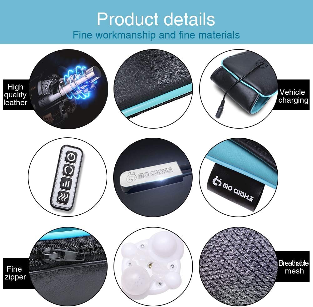 Mo Cuishle Shiatsu Neck & Back Massager with Heat – Deep Tissue 4D Massage Pillow - Image 2