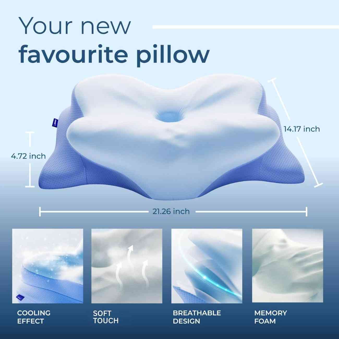 Derila Ergo Cervical Neck Pillow – Orthopedic Memory Foam Pillow for Neck Pain Relief & Deep Sleep | Cooling Contour Pillow for Back & Side Sleepers - Image 2