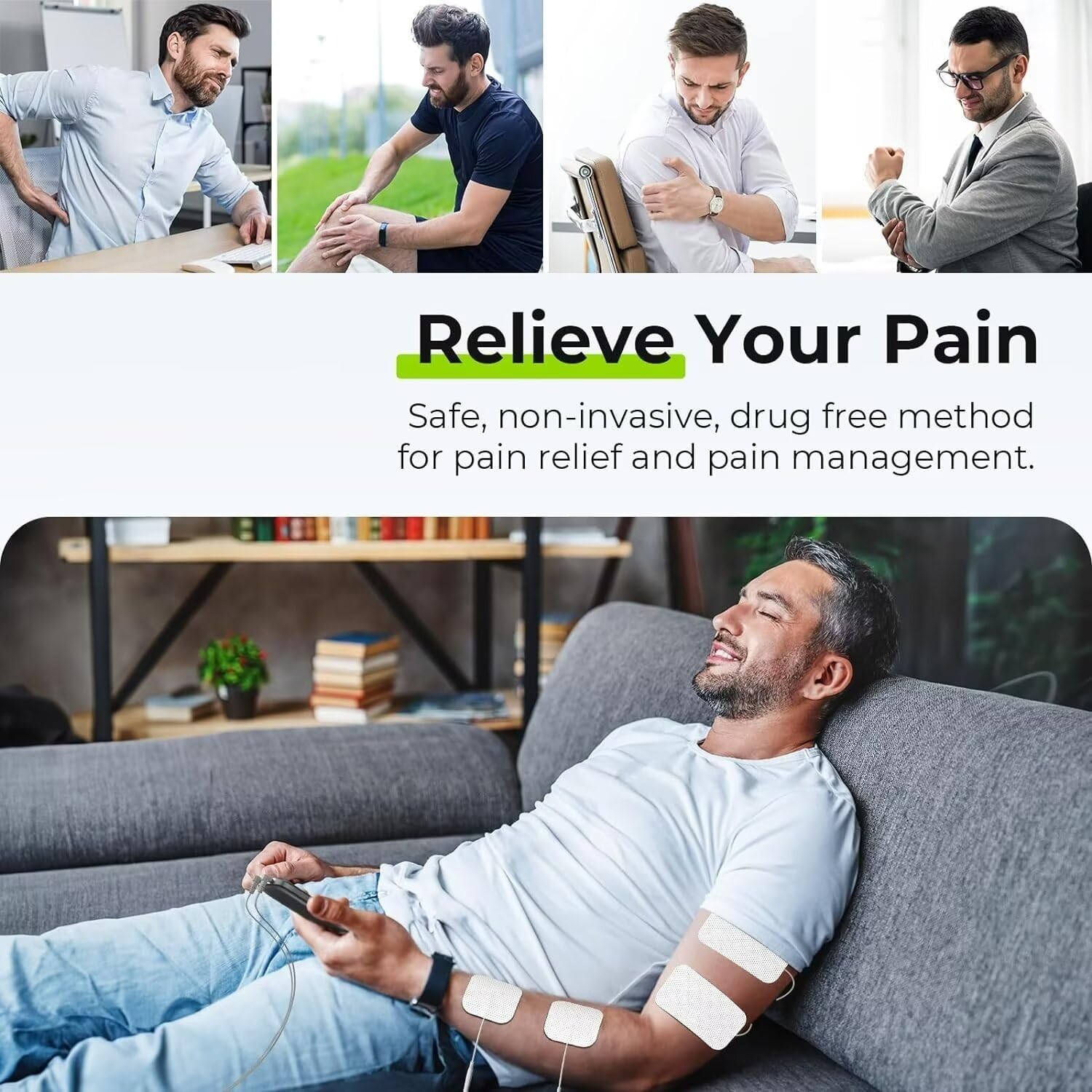 AUVON 3-in-1 TENS & EMS Muscle Stimulator – Rechargeable Pain Relief Massager - Image 8
