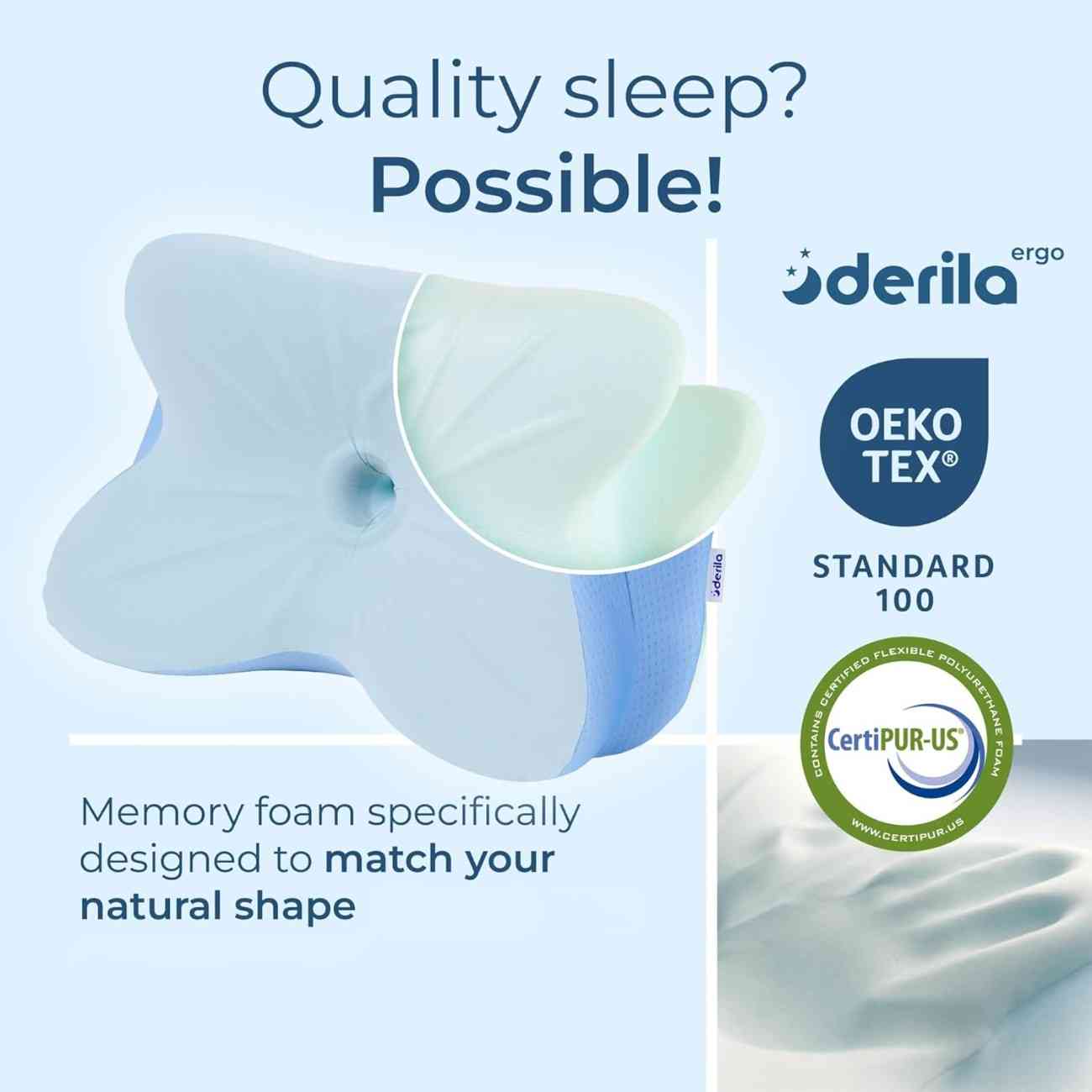 Derila Ergo Cervical Neck Pillow – Orthopedic Memory Foam Pillow for Neck Pain Relief & Deep Sleep | Cooling Contour Pillow for Back & Side Sleepers - Image 6