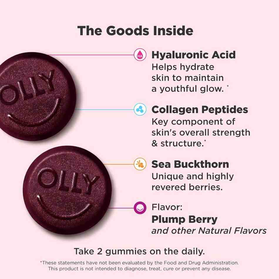 OLLY Glowing Skin Gummies 50 Count – Hyaluronic Acid, Collagen Peptides & Sea Buckthorn for Hydrated, Healthy-Looking Skin - Image 2