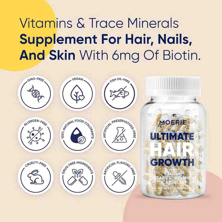 Moerie Ultimate Hair Boost Supplements – Biotin Hair Growth Vitamins for Women & Men, Thicker Hair, Healthy Skin & Strong Nails (60 Capsules) - Image 2