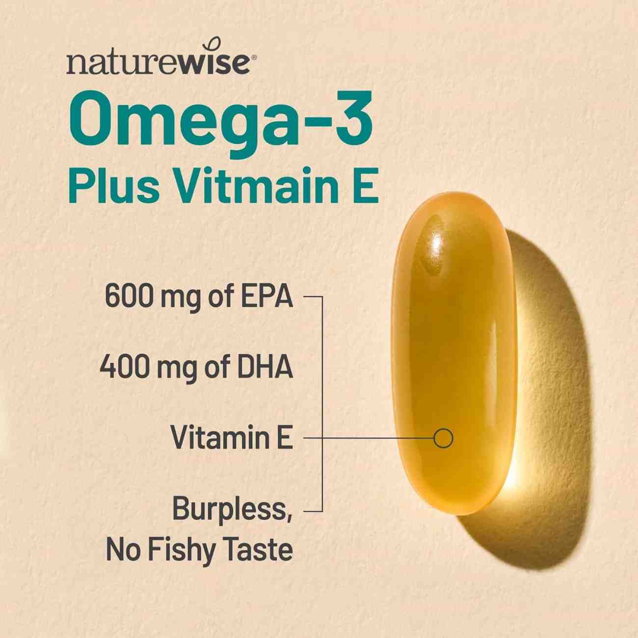 NatureWise Extra-Strength Omega 3 Fish Oil 1000mg 60 Softgels – High-Potency EPA, DHA & Vitamin E for Heart, Brain, and Joint Health - Image 3