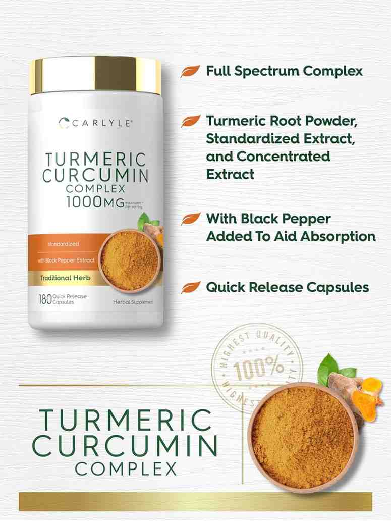 Carlyle Turmeric Curcumin with Black Pepper 180 Capsules – High-Strength Joint Support Supplement for Mobility and Wellness - Image 4