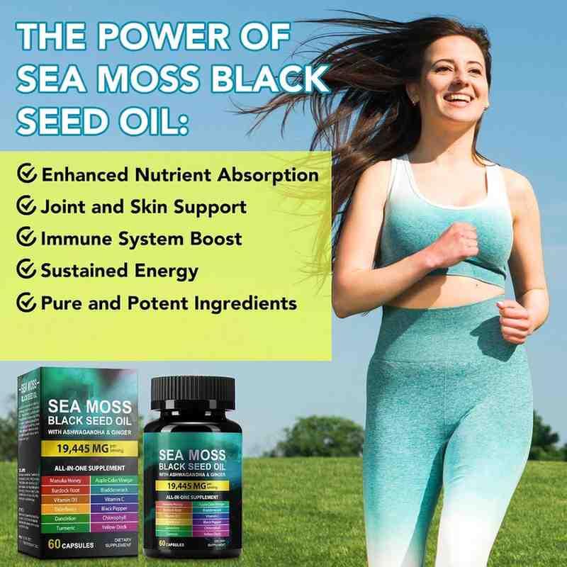 Sea Moss Black Seed Oil Ashwagandha Capsules 60 Count – Complete Immune, Energy, and Daily Wellness Support Formula - Image 4