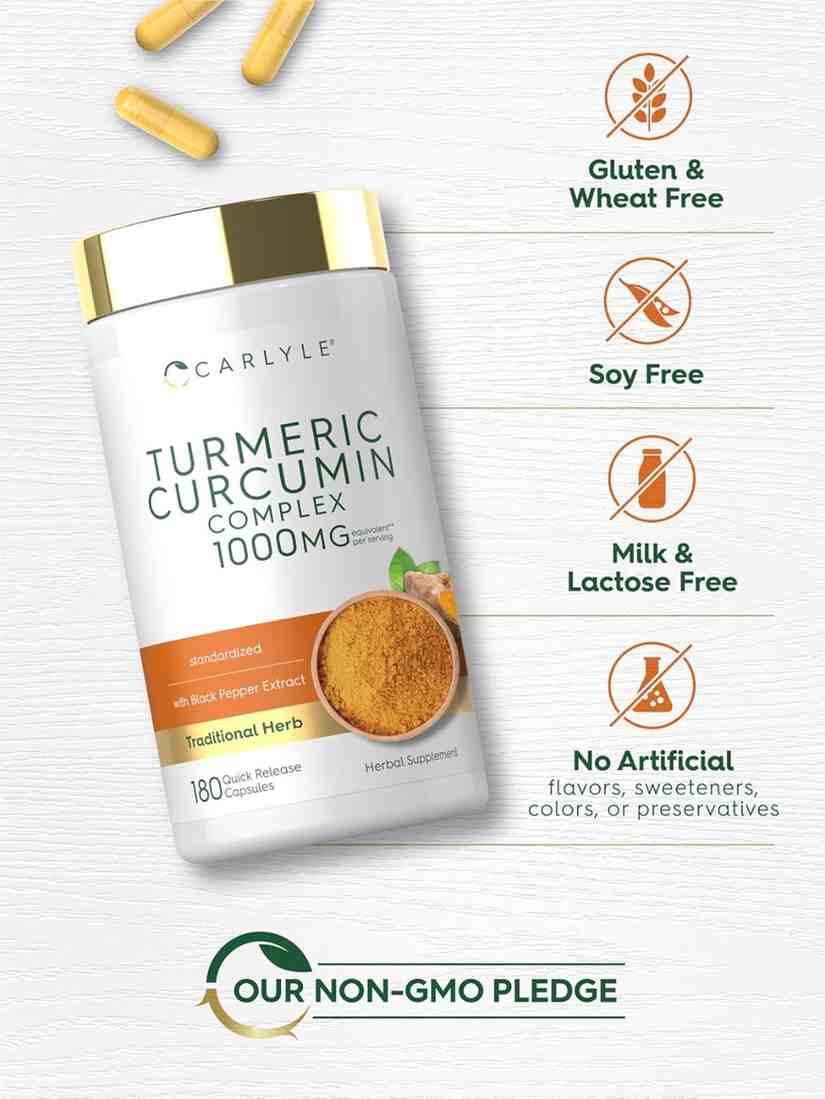 Carlyle Turmeric Curcumin with Black Pepper 180 Capsules – High-Strength Joint Support Supplement for Mobility and Wellness - Image 5