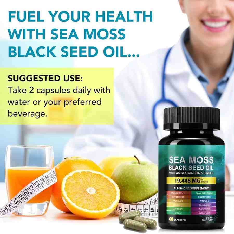 Sea Moss Black Seed Oil Ashwagandha Capsules 60 Count – Complete Immune, Energy, and Daily Wellness Support Formula - Image 7