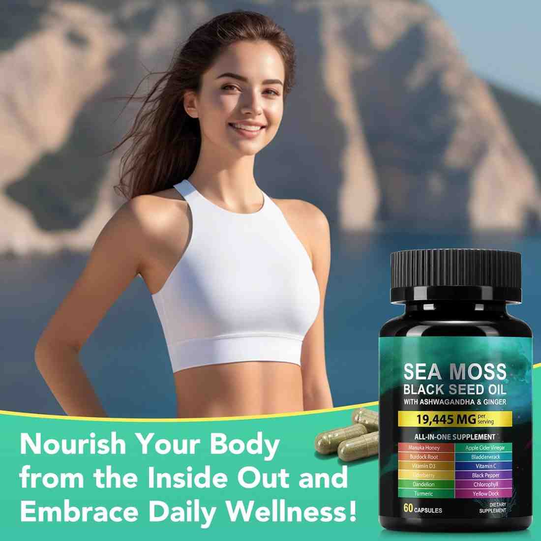Sea Moss Black Seed Oil Ashwagandha Capsules 60 Count – Complete Immune, Energy, and Daily Wellness Support Formula - Image 8