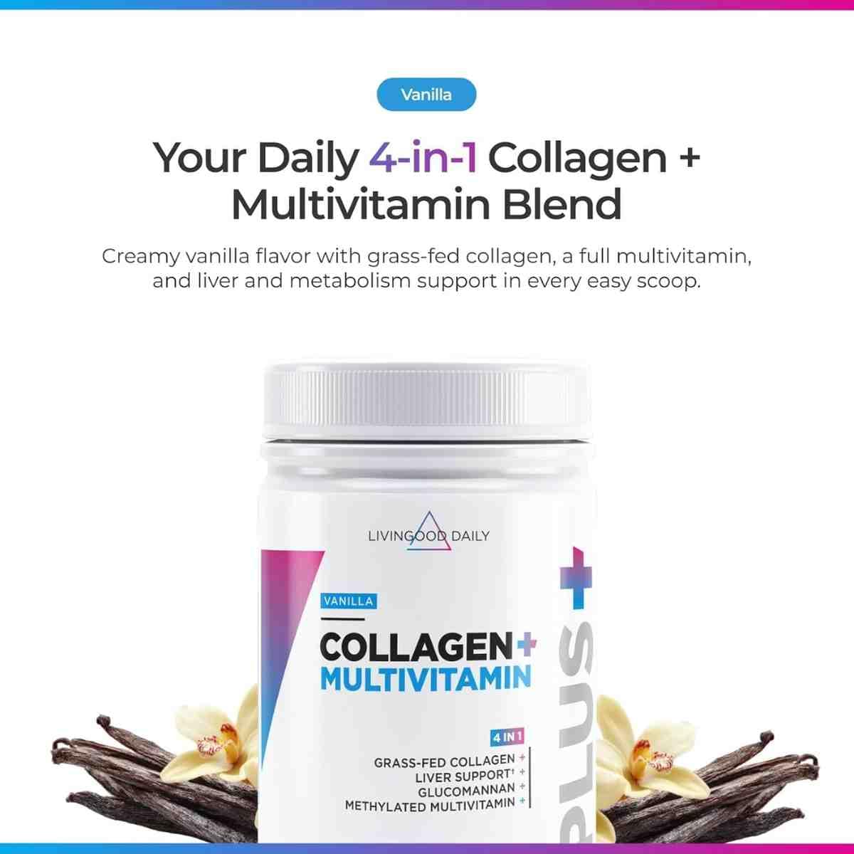 Livingood Daily Collagen Powder Vanilla 30 Servings – Grass-Fed Collagen Peptides with Vitamin C & Multivitamins for Hair, Skin, Nails, Gut, and Joint Health - Image 2