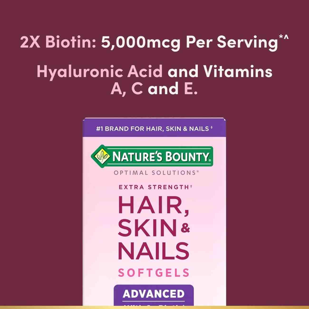 Nature's Bounty Advanced Hair, Skin & Nails 150 Softgels – Biotin, Hyaluronic Acid & Argan Oil for Healthy Hair, Radiant Skin, and Strong Nails - Image 3