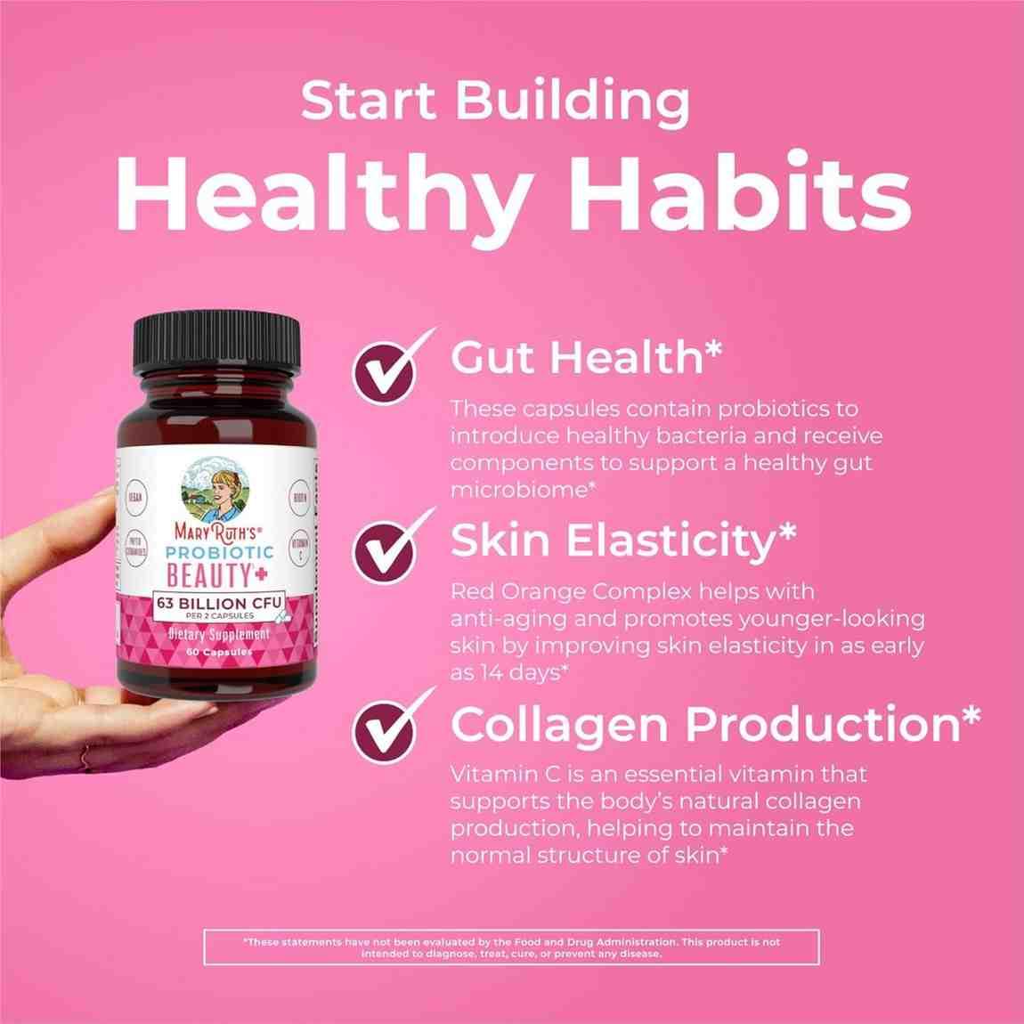 MaryRuth's Probiotic Beauty Capsules 60 Count – Vegan Collagen Support for Gut Health, Hair, Skin, Nails, and Healthy Aging - Image 5