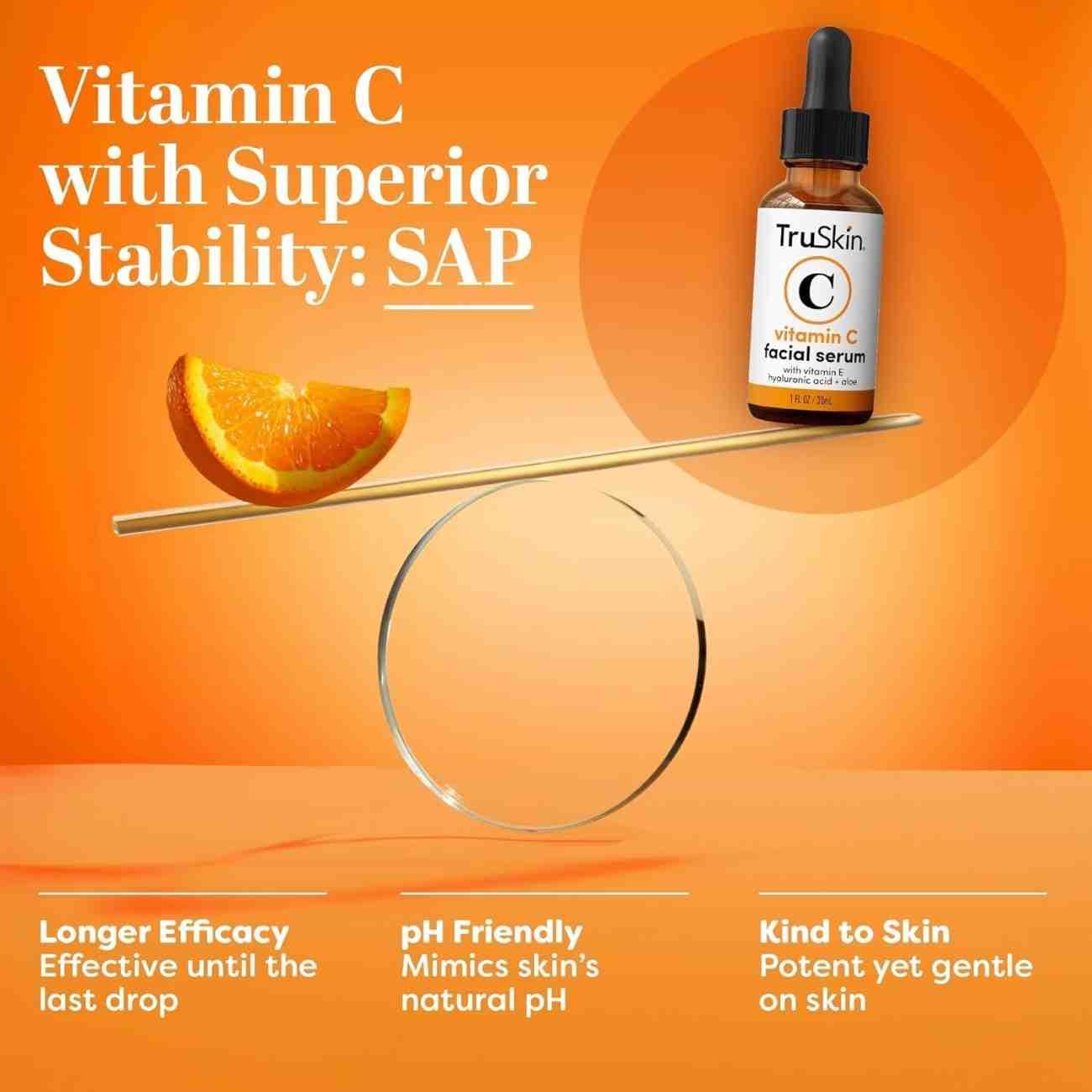 TruSkin Vitamin C Face Serum – Brightening Anti-Aging Serum with Hyaluronic Acid & Vitamin E for Dark Spots, Fine Lines & Glowing Skin (1 fl oz) - Image 5