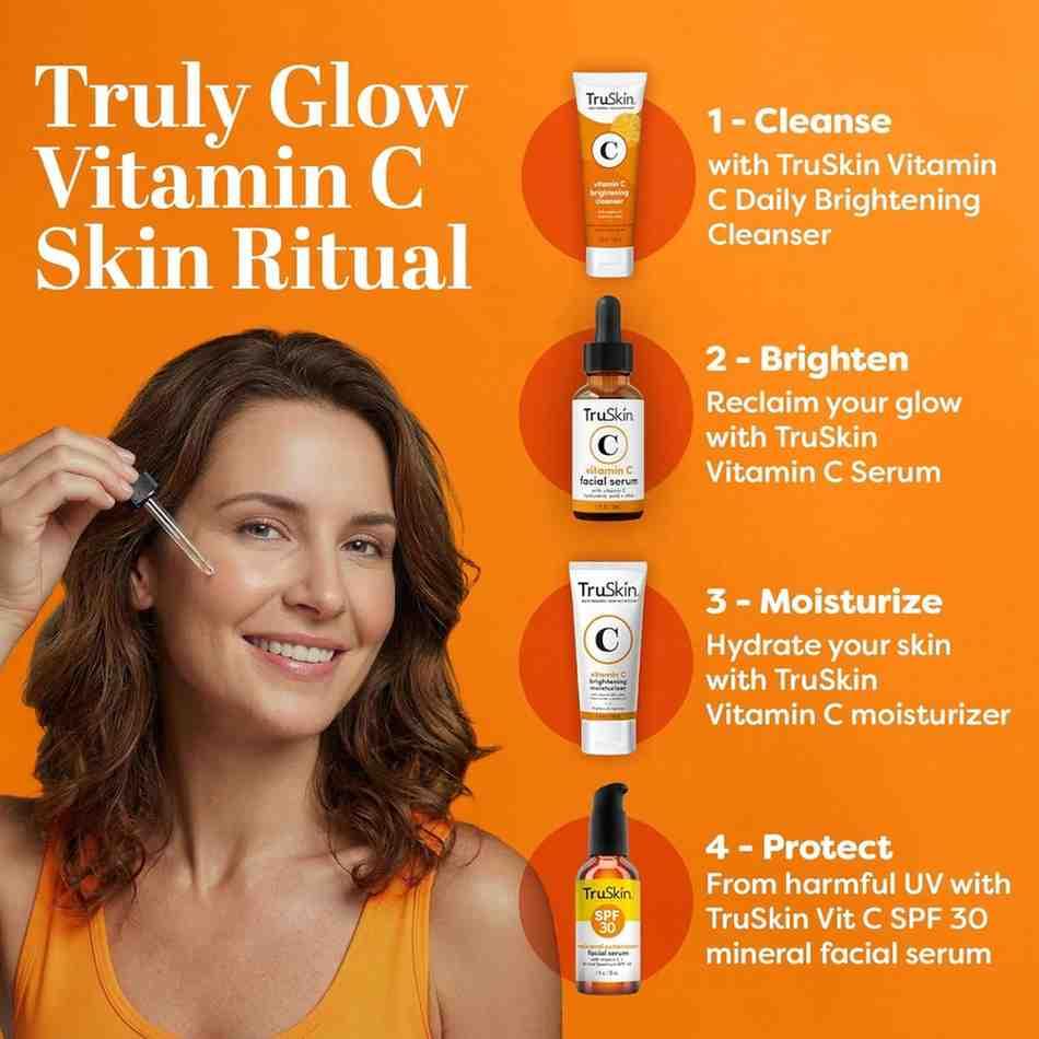 TruSkin Vitamin C Face Serum – Brightening Anti-Aging Serum with Hyaluronic Acid & Vitamin E for Dark Spots, Fine Lines & Glowing Skin (1 fl oz) - Image 6