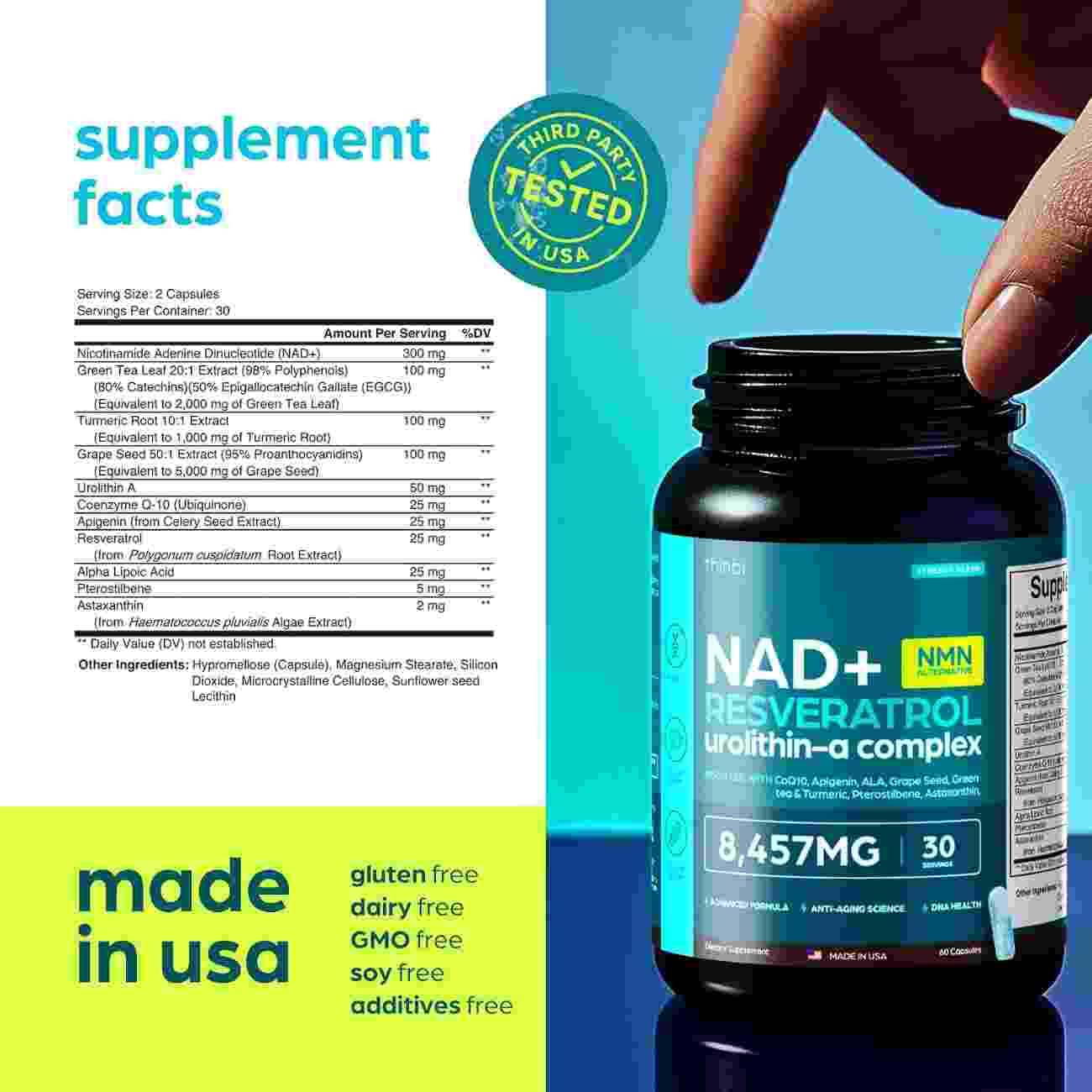 Thinbi Liposomal NAD+ Supplement: A Multi-Ingredient Approach to Healthy Aging & CoQ10, 60 Count - Image 7